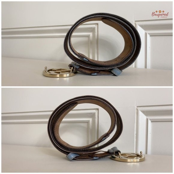 Authentic Gucci Multi Web Canvas Leather Gold Interlocking G Buckle Belt 85/34 - Picture 10 of 13